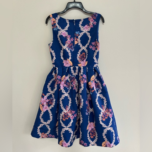 Modcloth "Beautiful You" Floral Helix Fit & Flare Dress in Blue/Pink, size S - Picture 4 of 13